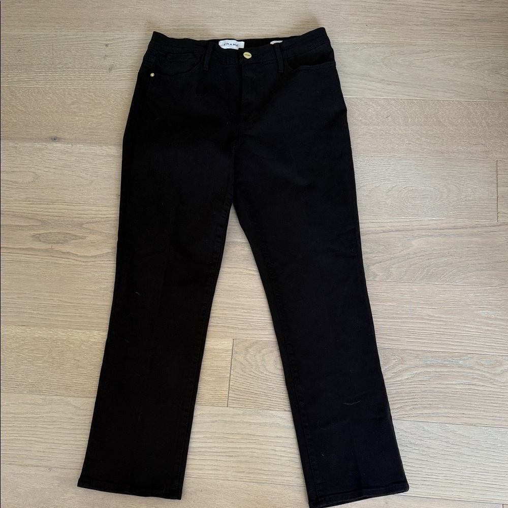 Frame denim. Le High Straight.  Black.